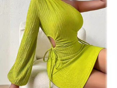 One Shoulder Drawstring Dress