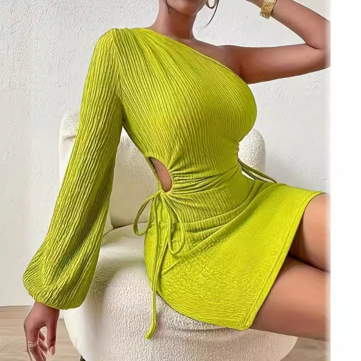One Shoulder Drawstring Dress