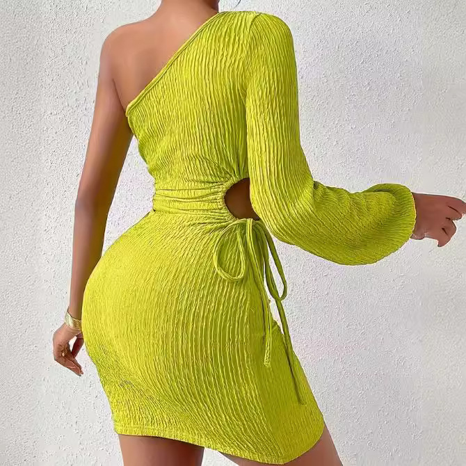 One Shoulder Drawstring Dress - Image 3