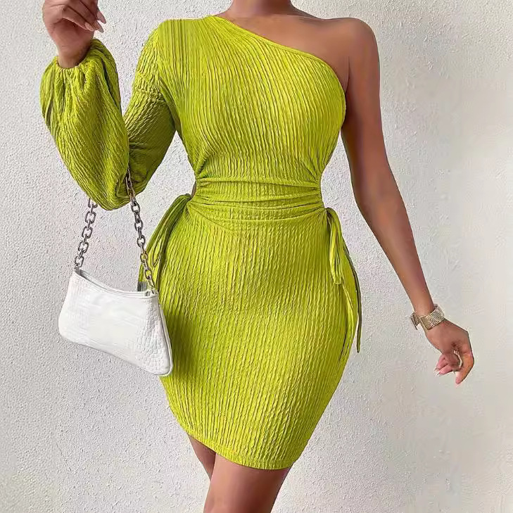 One Shoulder Drawstring Dress - Image 2